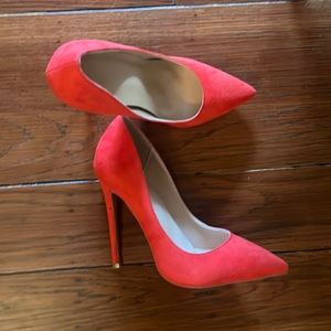 Brand new deep orange pointy toe pumps